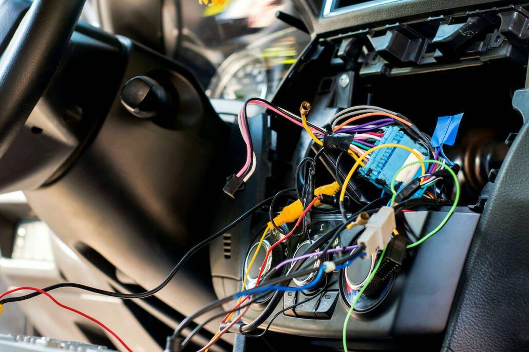 The electrical system of the car that has been damaged